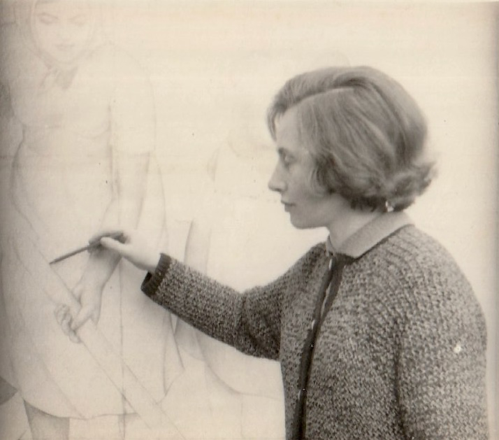 Liljana Çefa while painting in 1960s, Courtesy of the artist.