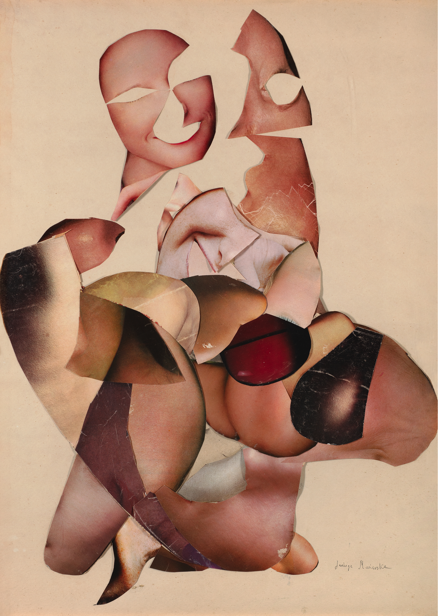 Jadwiga Maziarska, Composition, 1985, collage, paper, 69 x 49 cm. Collection of Maria and Tobiasz Kowalczyk.